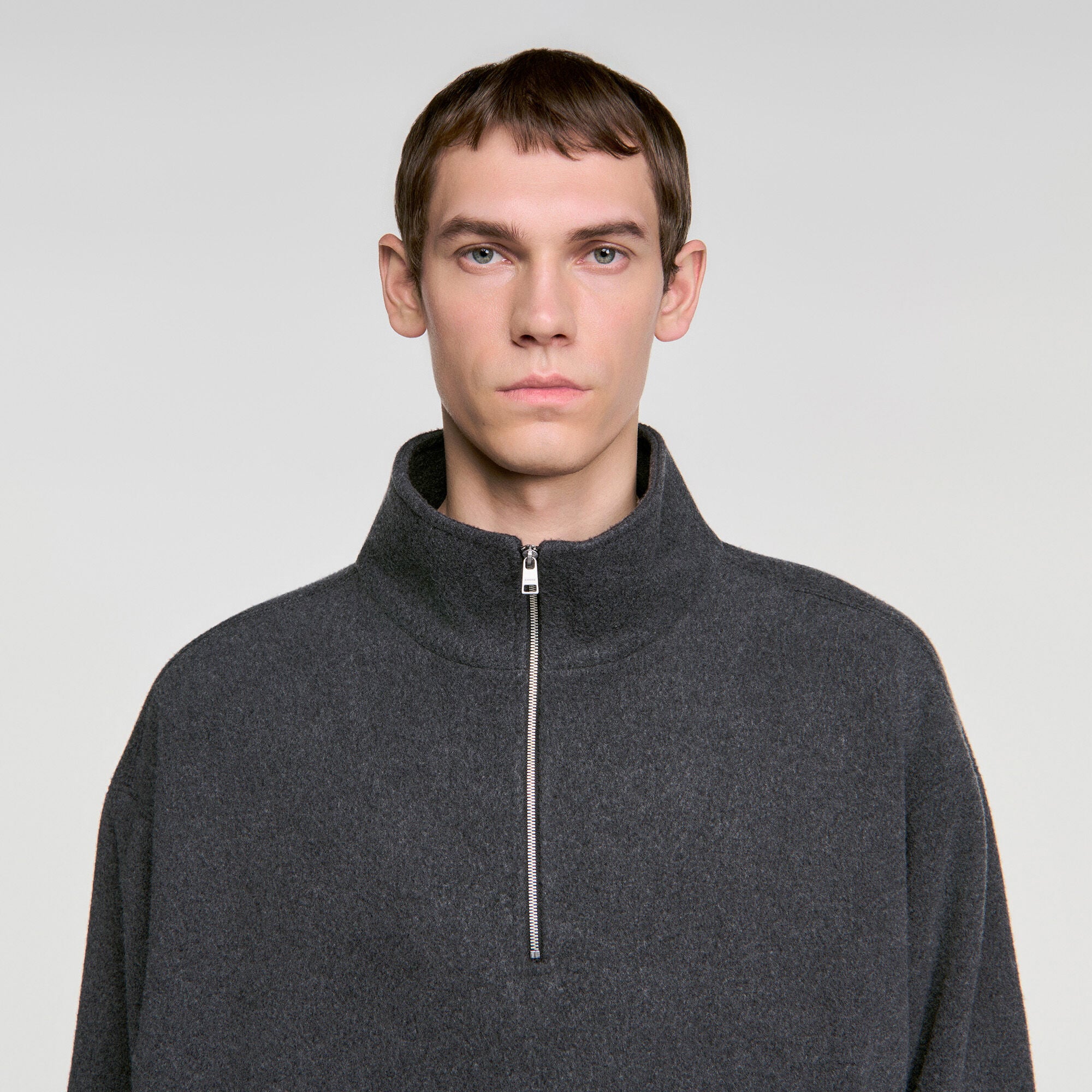 Zipped standing collar sweatshirt - Men | Sandro