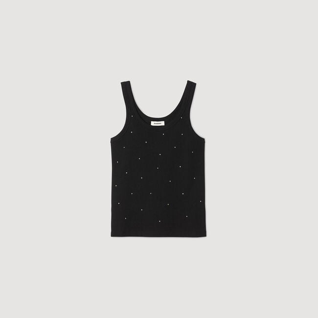 Vest top with rhinestones