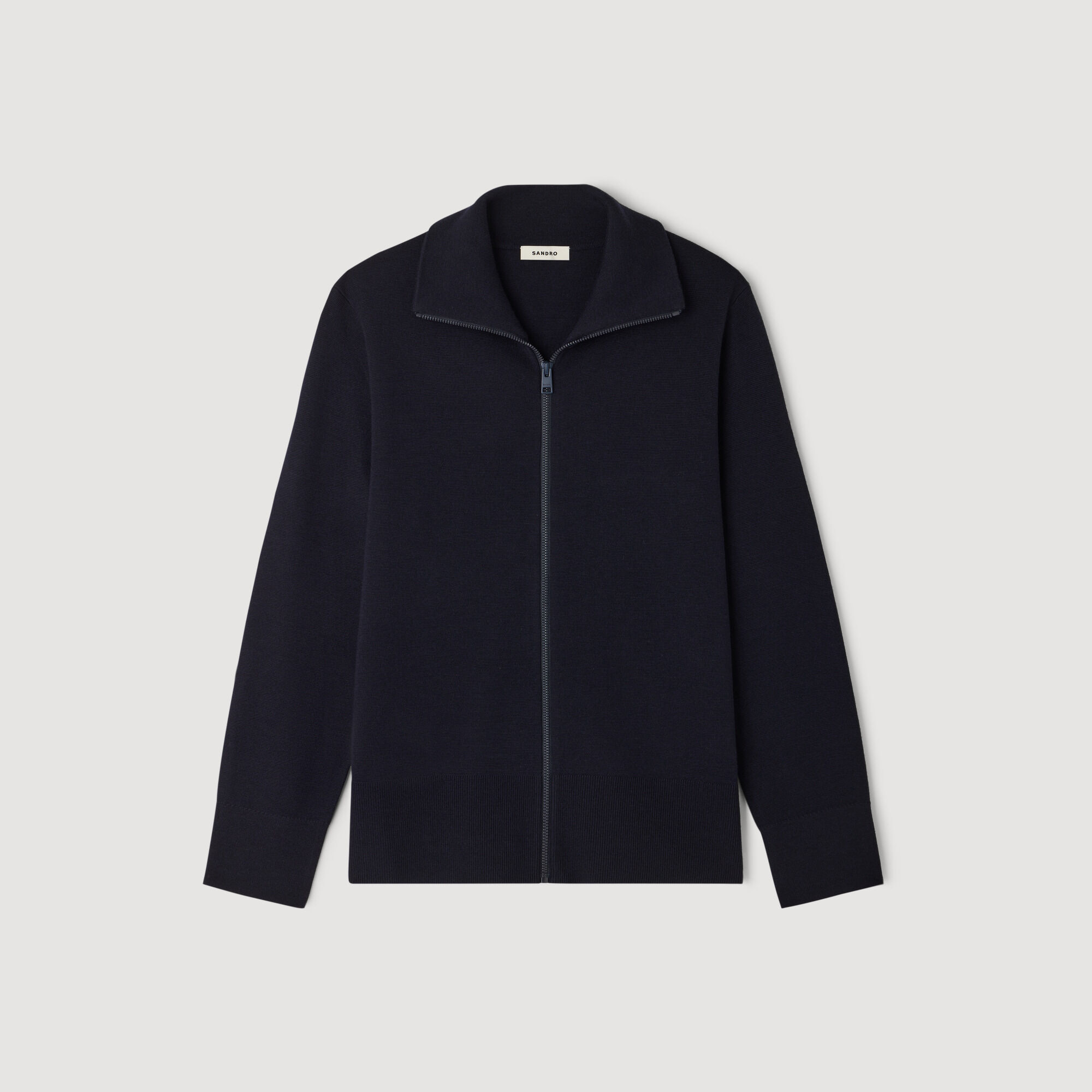 Zip-up wool cardigan