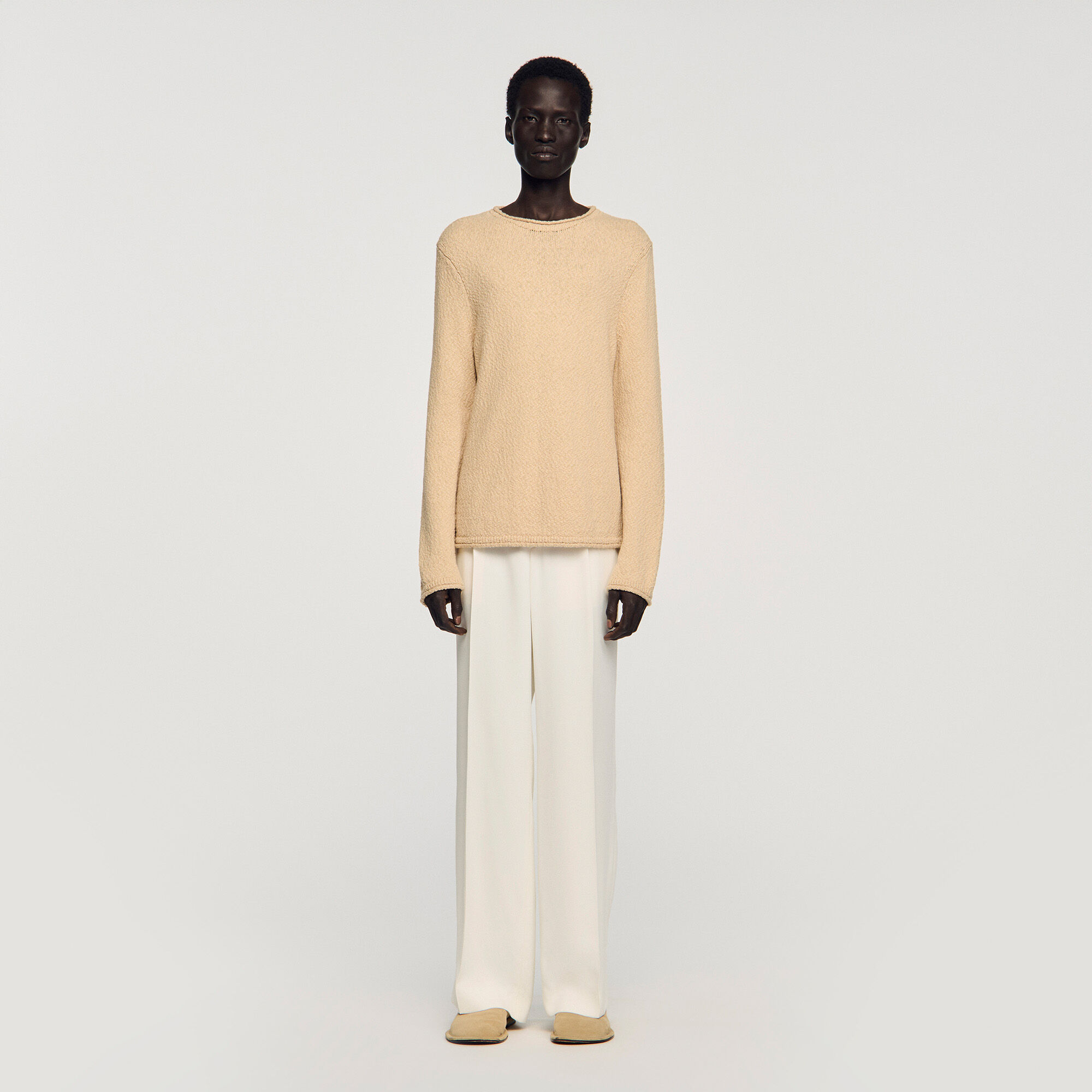 Boucl&eacute; cotton jumper