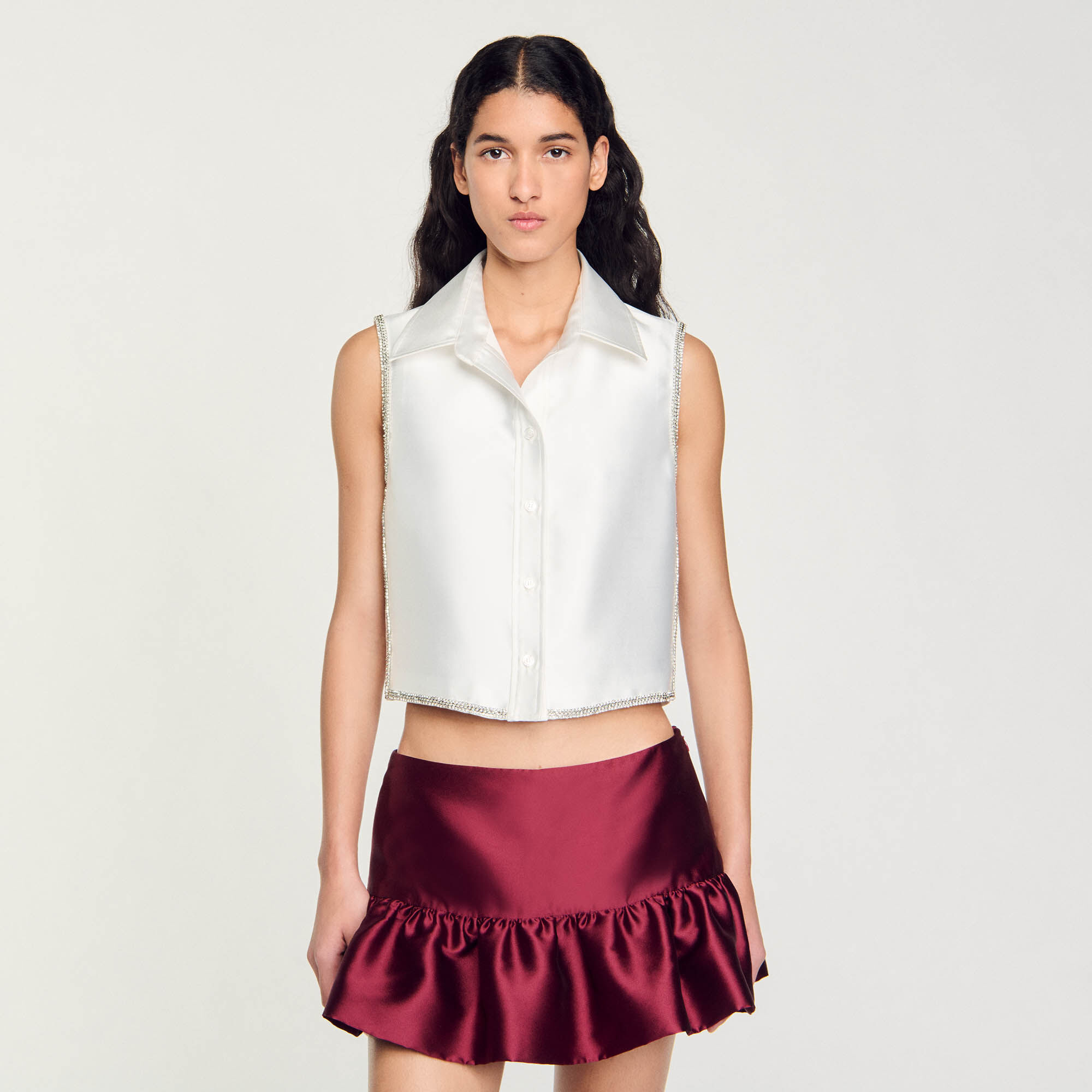 Rhinestone cropped shirt