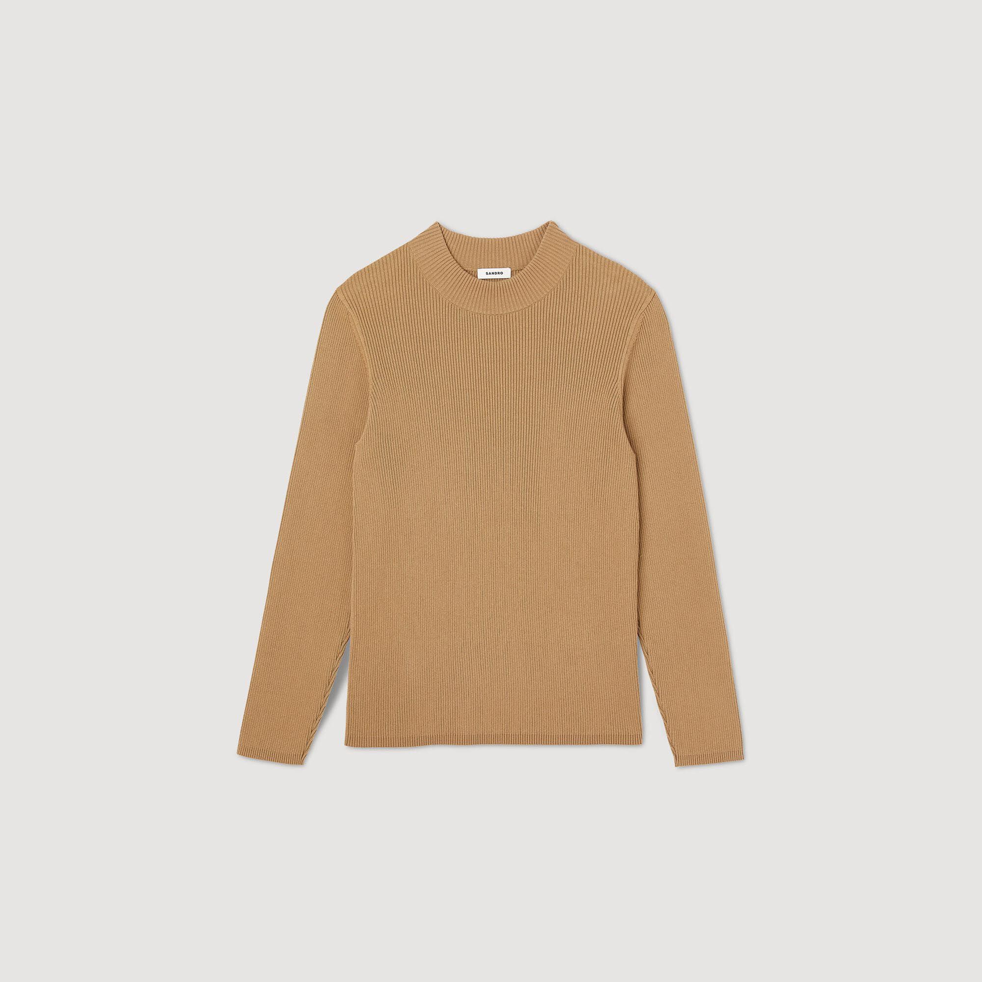 Rib knit crew neck jumper