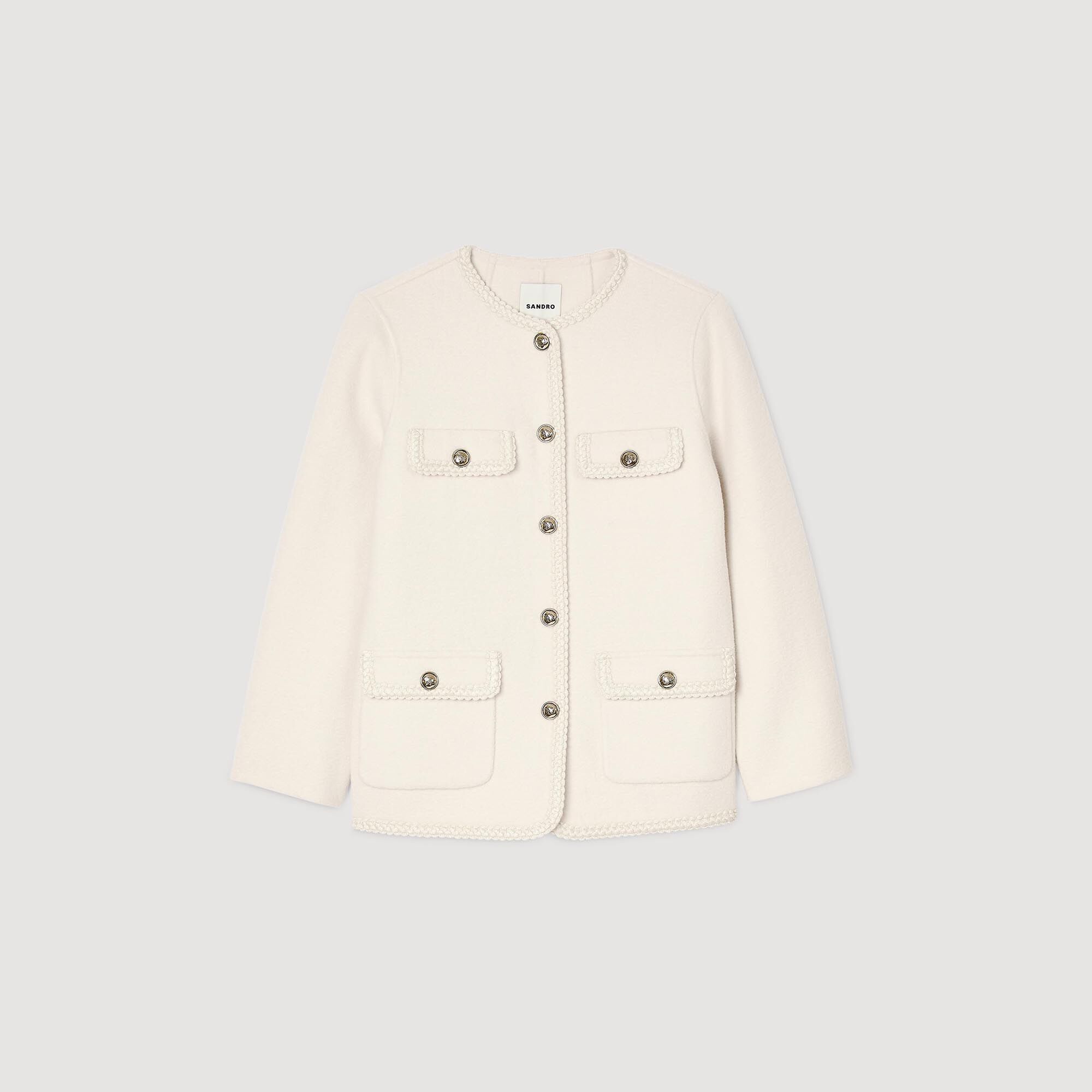 Coat with braided trim