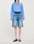 Double-waisted denim Bermuda shorts