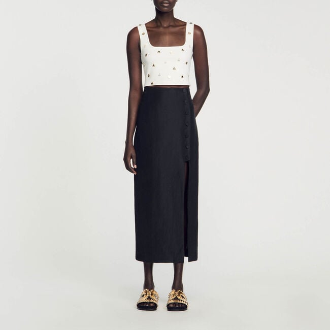 Slit midi skirt
