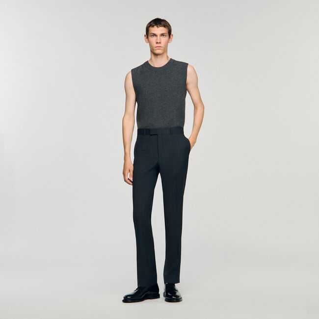 Checked wool trousers