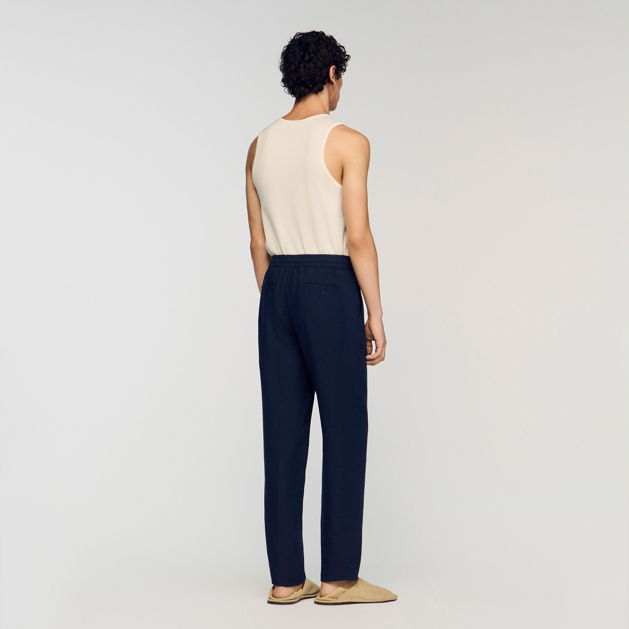 Straight-leg linen trousers