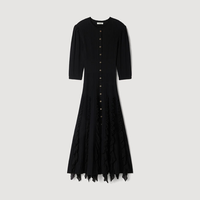 Knit maxi dress with ruffles
