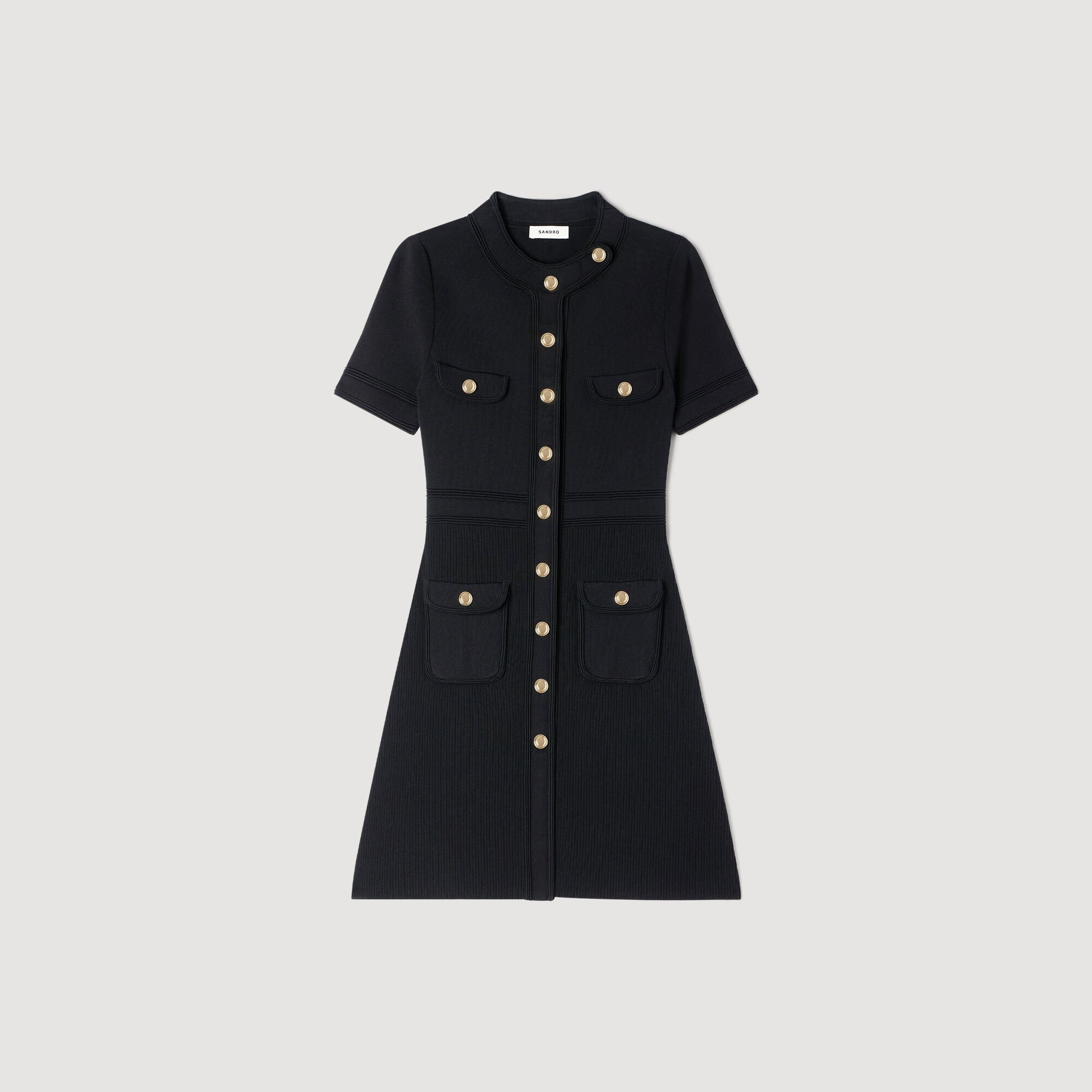 Button-up knit short dress