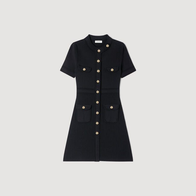 Button-up knit short dress