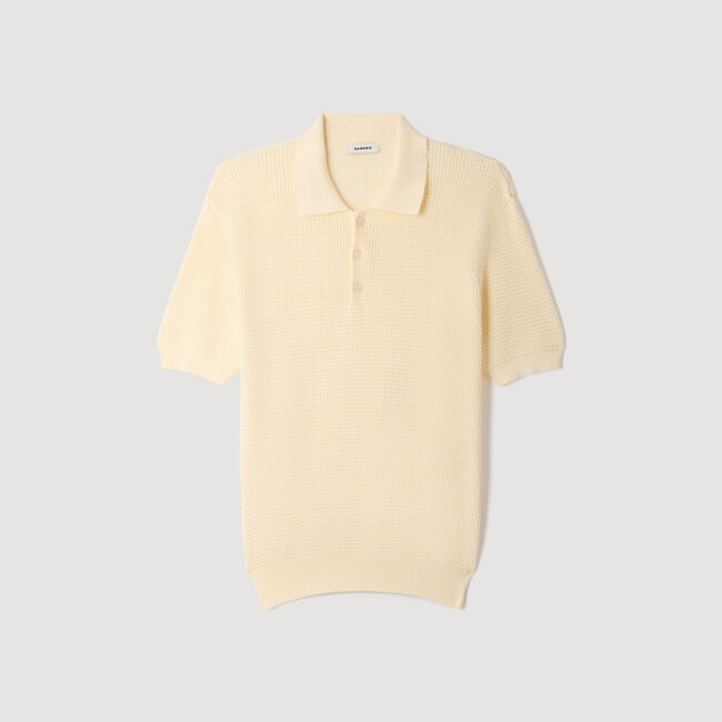 Waffle-texture cotton polo