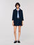 Coat with leather stripes