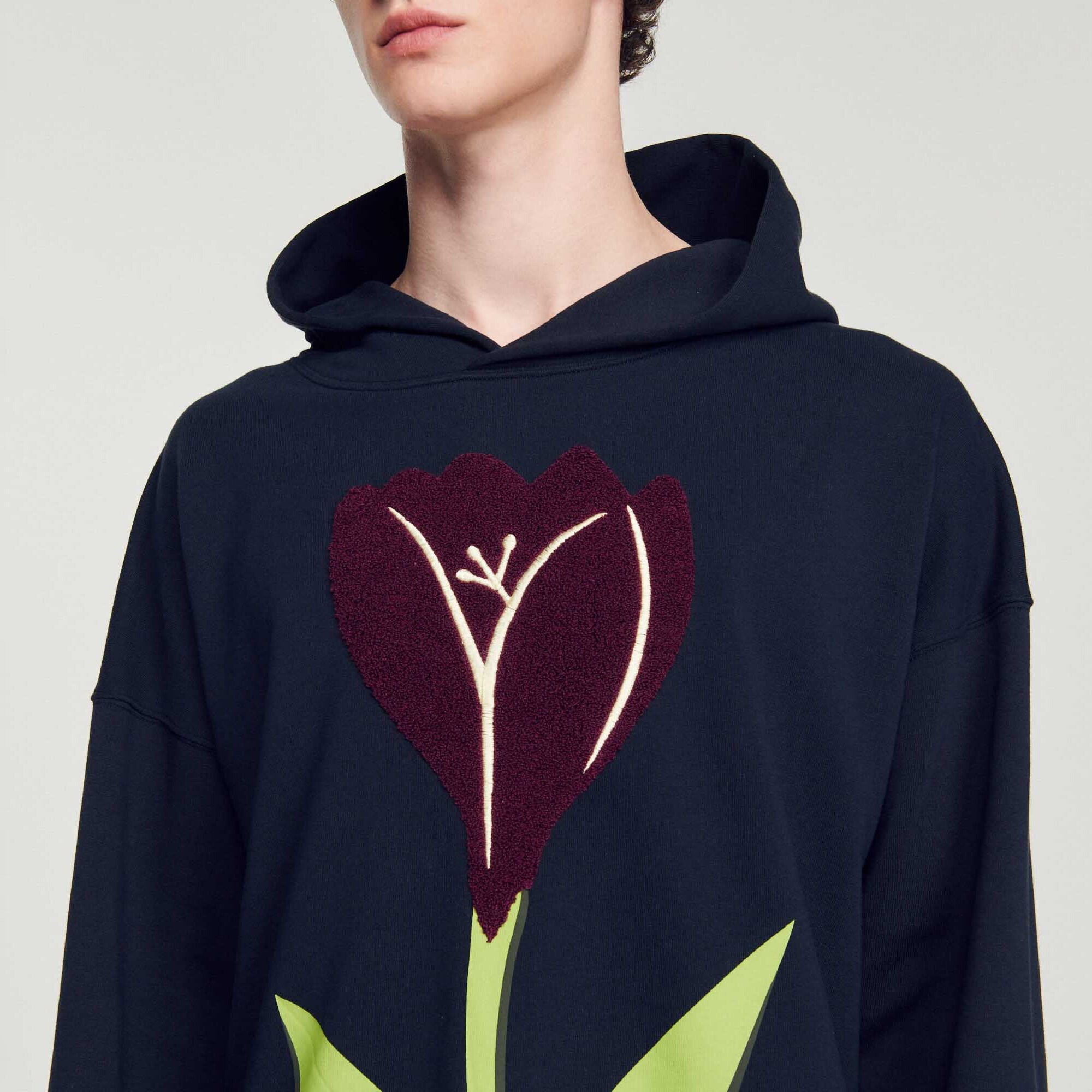 Embroidered tulip hoodie