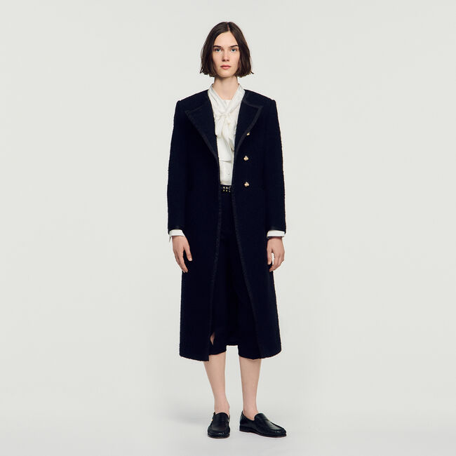 Tweed coat with jewel buttons - Women | Sandro