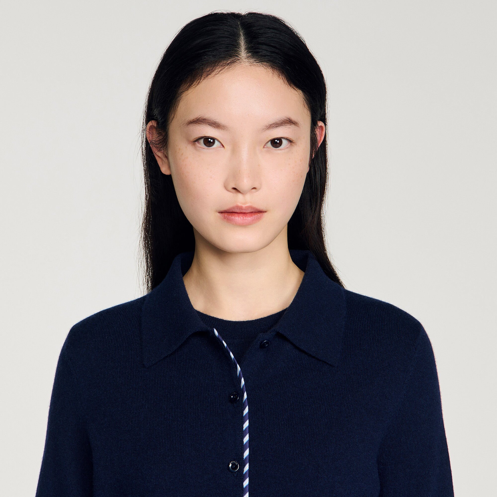 Striped wool and cashmere cardigan