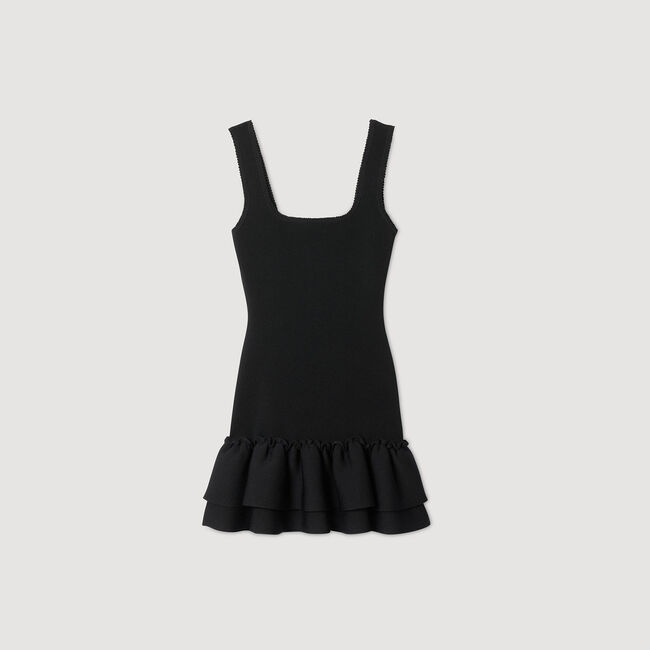 Short knit dress with ruffles