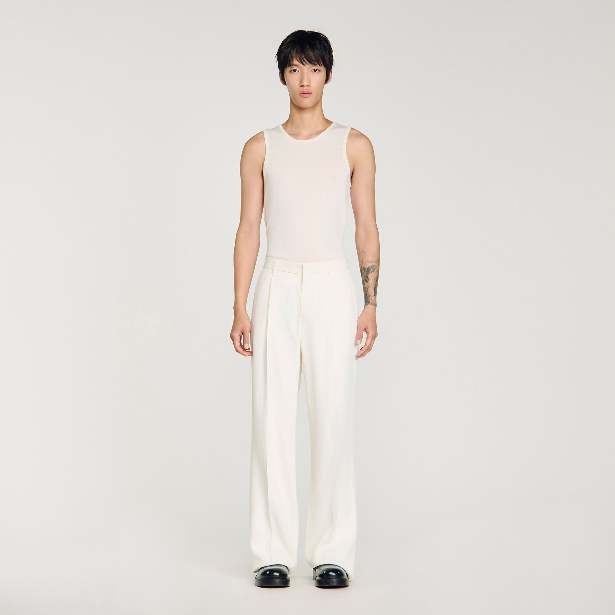 Wide-leg fluid viscose trousers