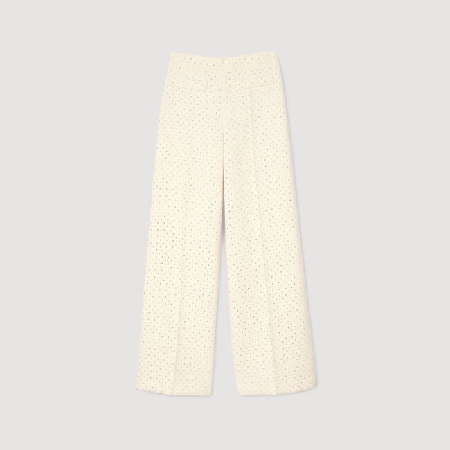 Tweed rhinestone-covered trousers