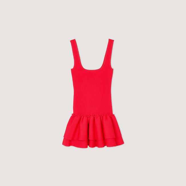 Short knit dress with ruffles