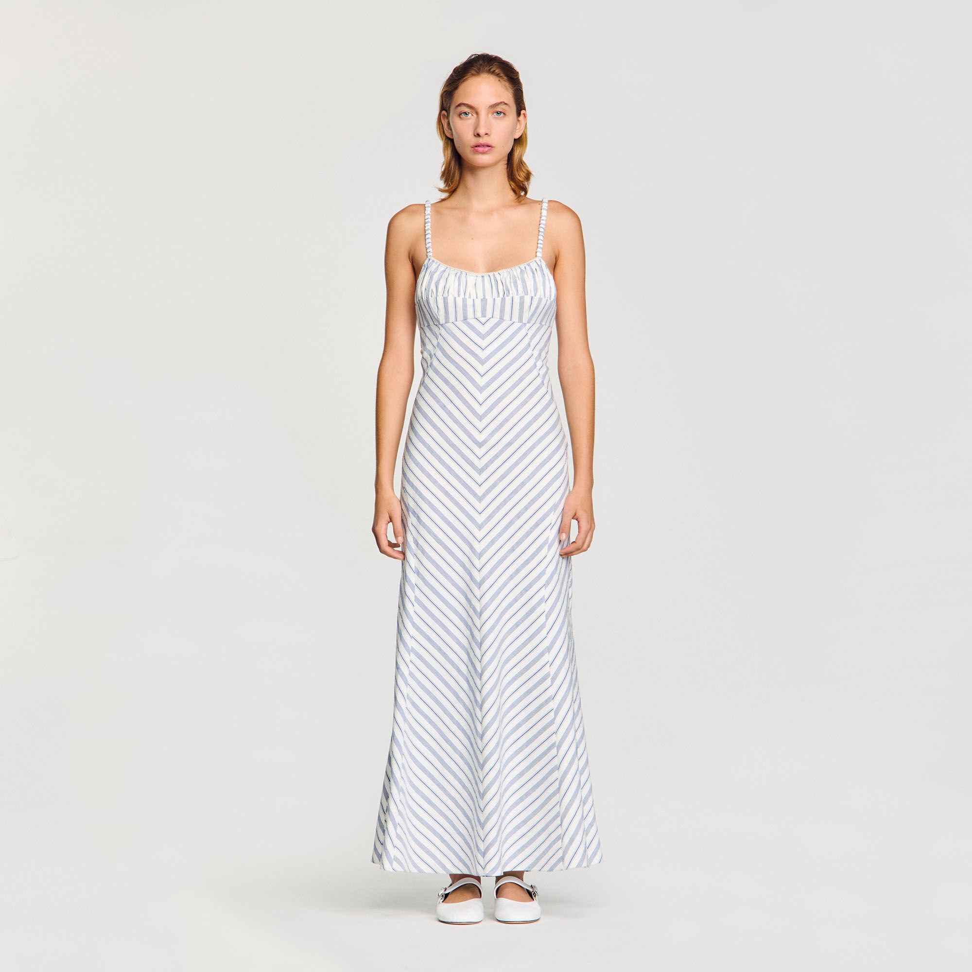Stripy maxi dress with straps