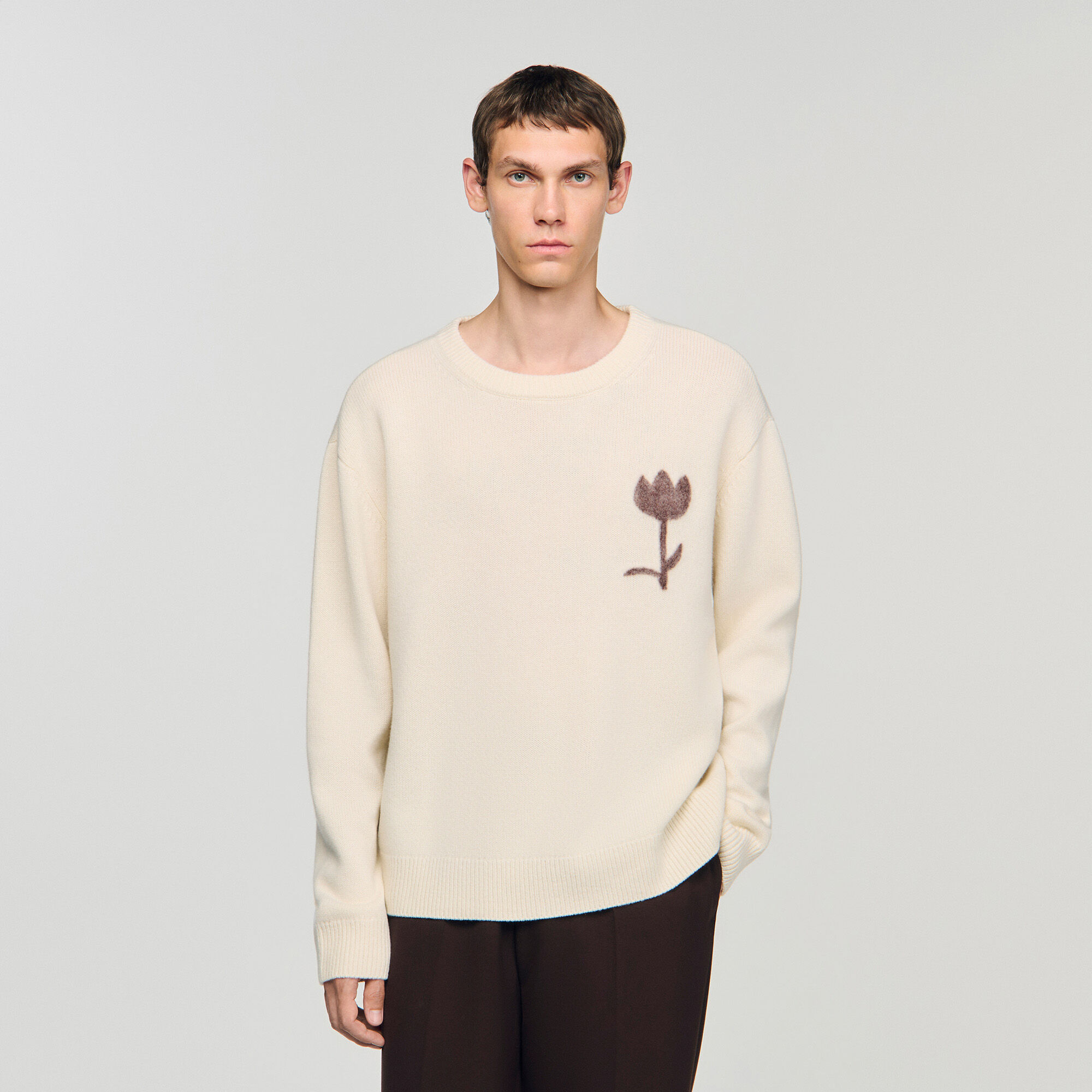 Wool jumper with flower detail