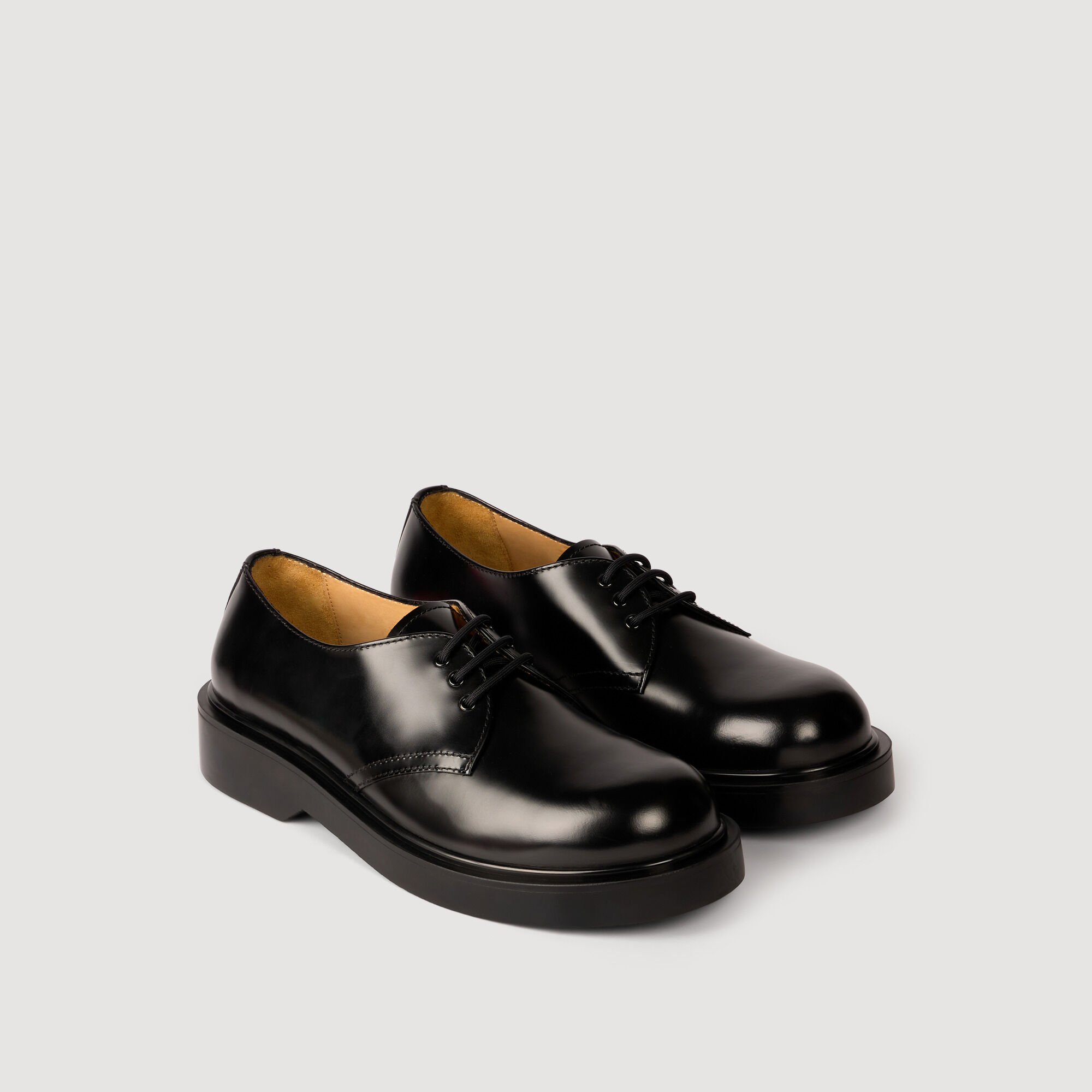 Patent leather derbies