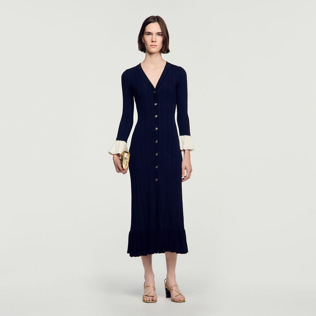 Two-tone knit maxi dress - Women | Sandro