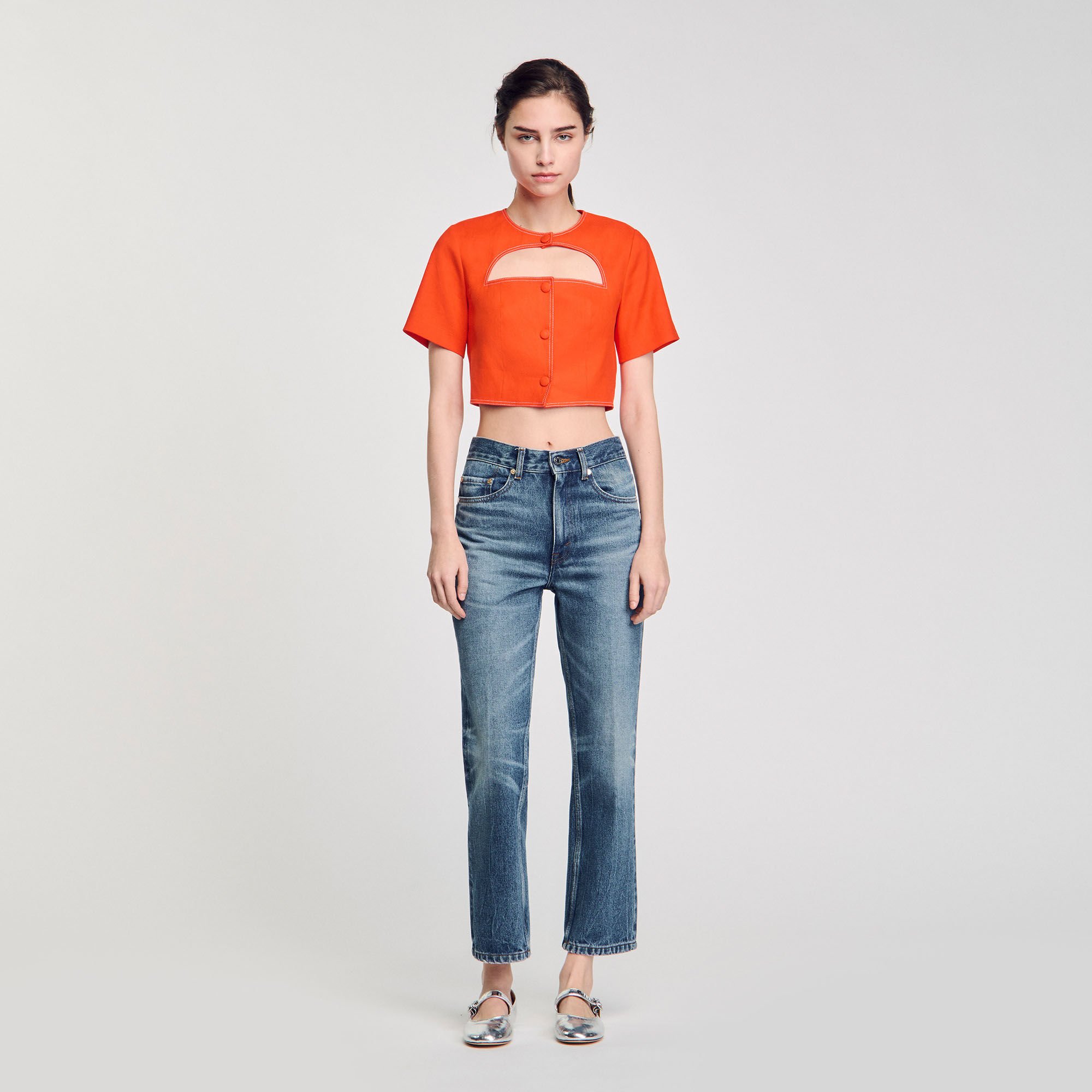 Crop top with cutaway design