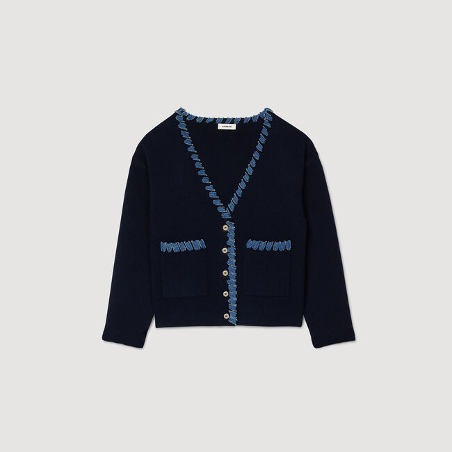 Cardigan with denim details