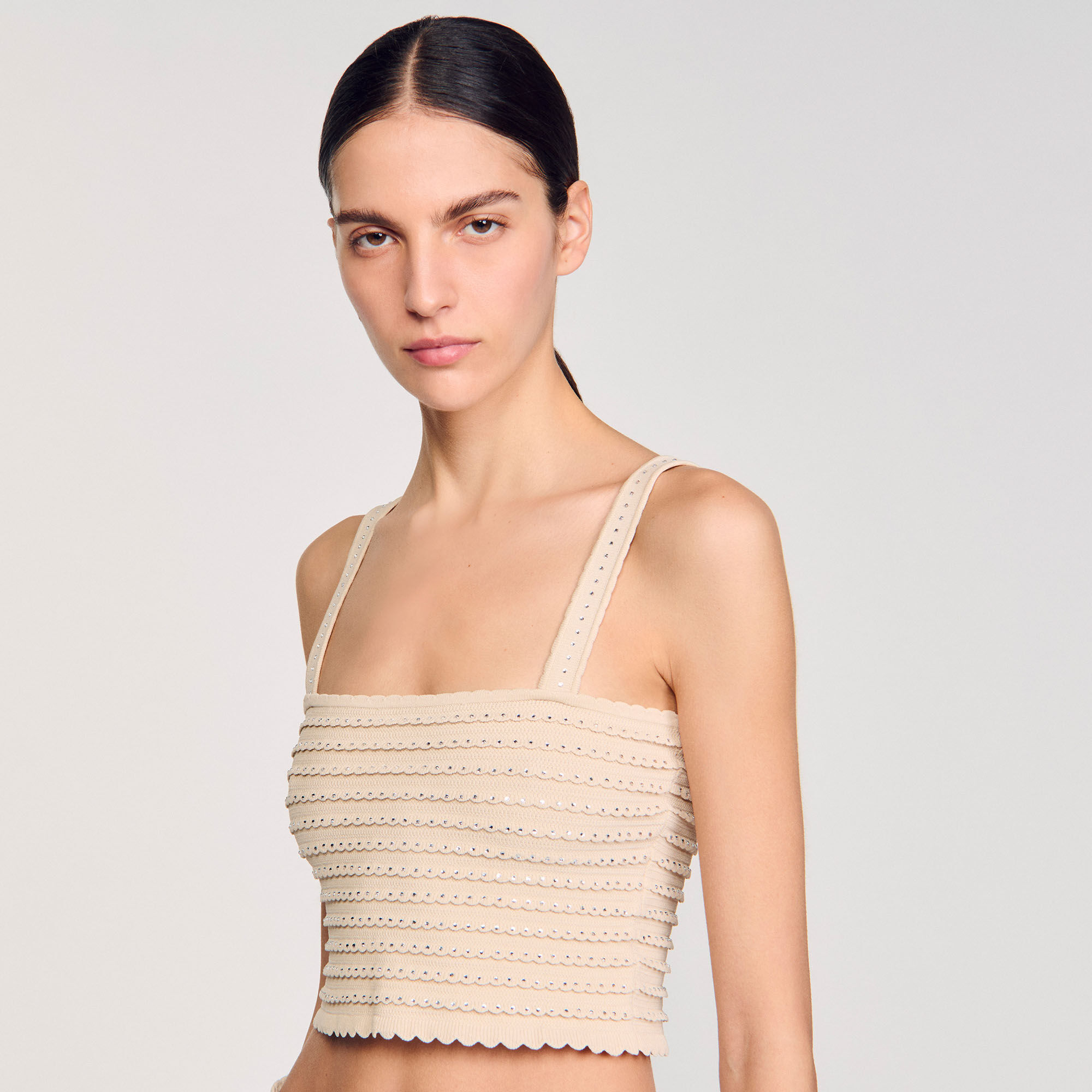 Rhinestone knit crop top