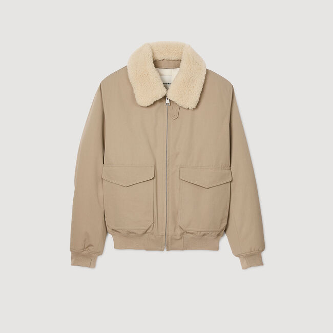 Shearling collar aviator jacket