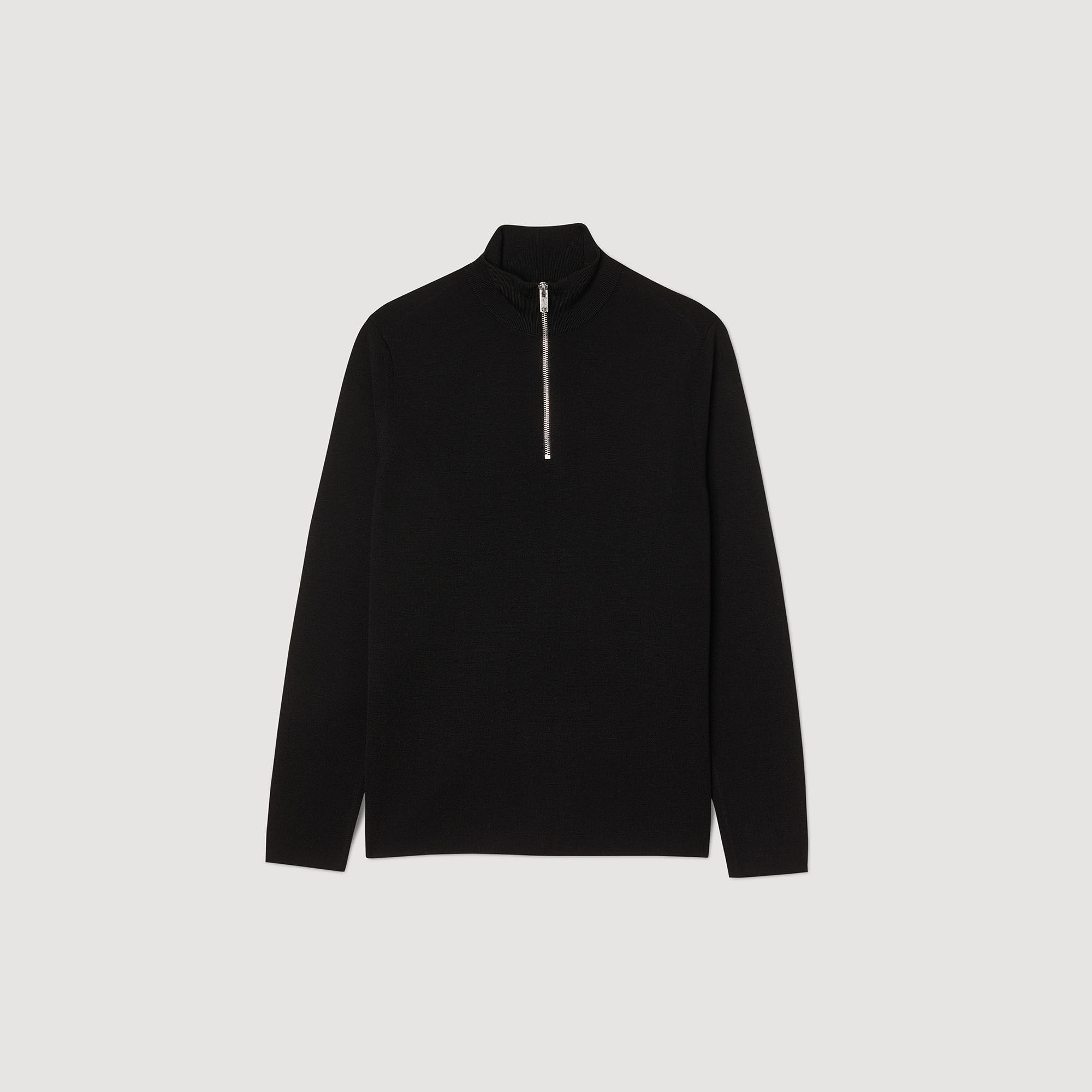 Wool jumper with zip collar