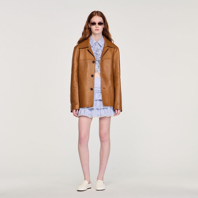 Buttoned lambskin jacket