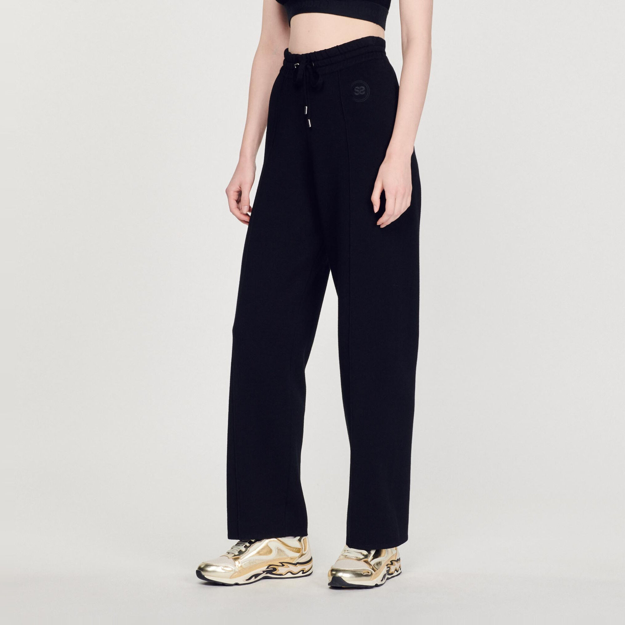 Knitted straight-leg trousers