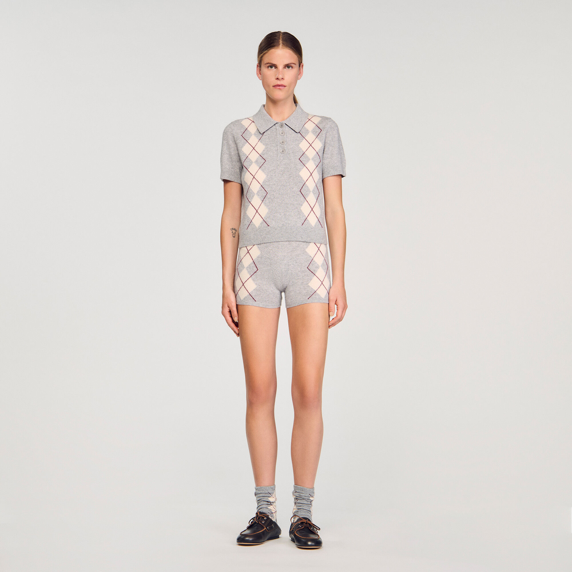 Argyle polo-neck jumper
