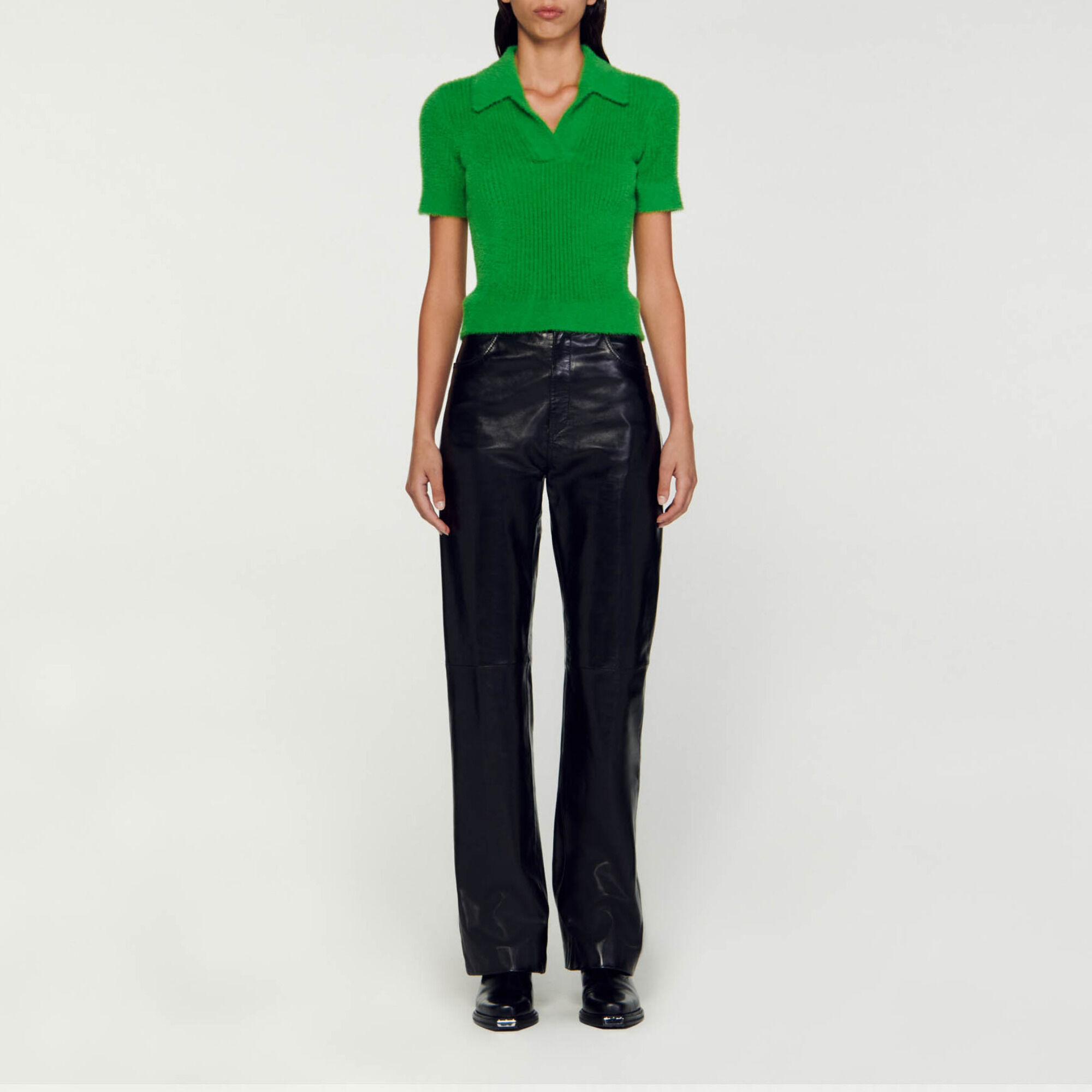 Knitted polo sweater