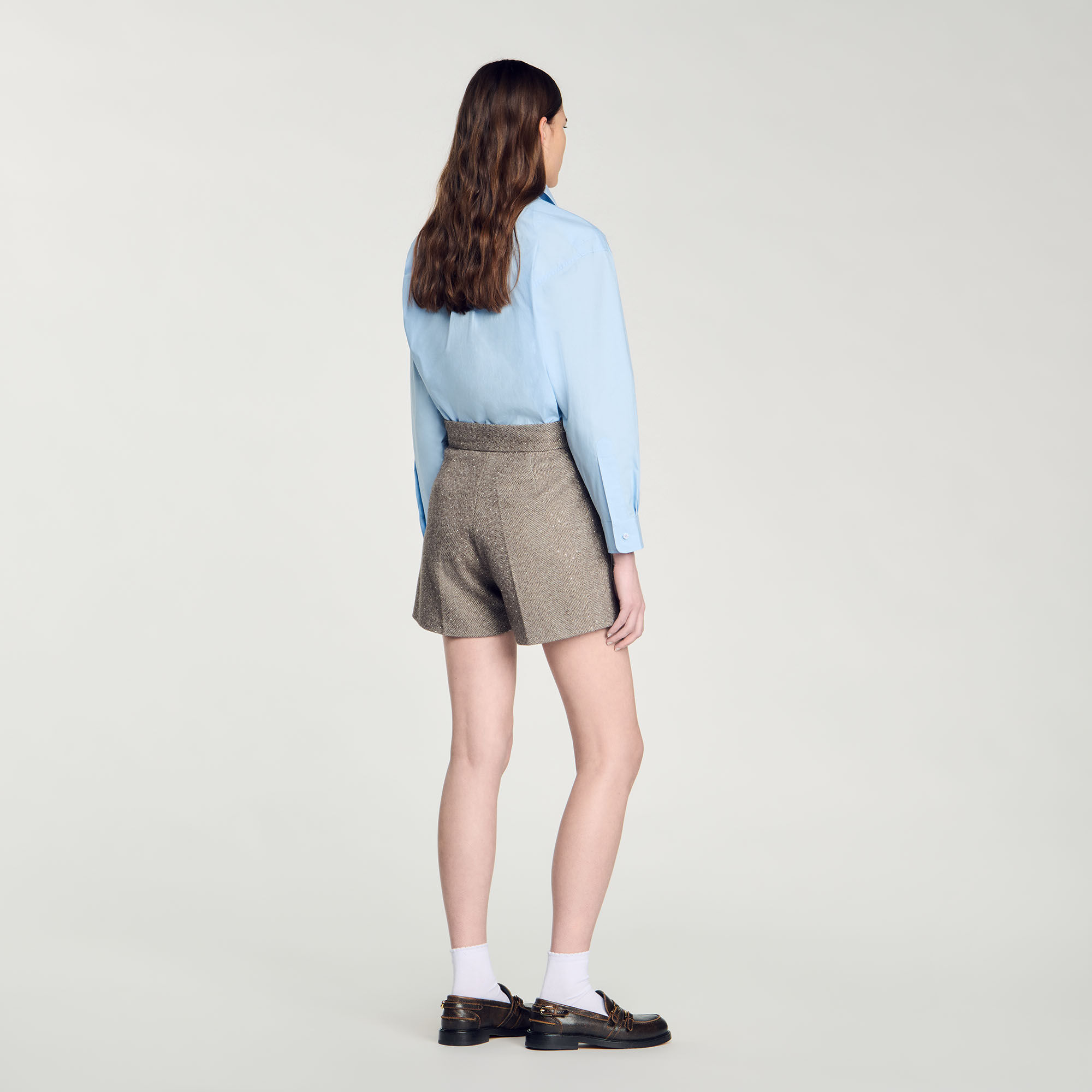 Herringbone shorts with rhinestones