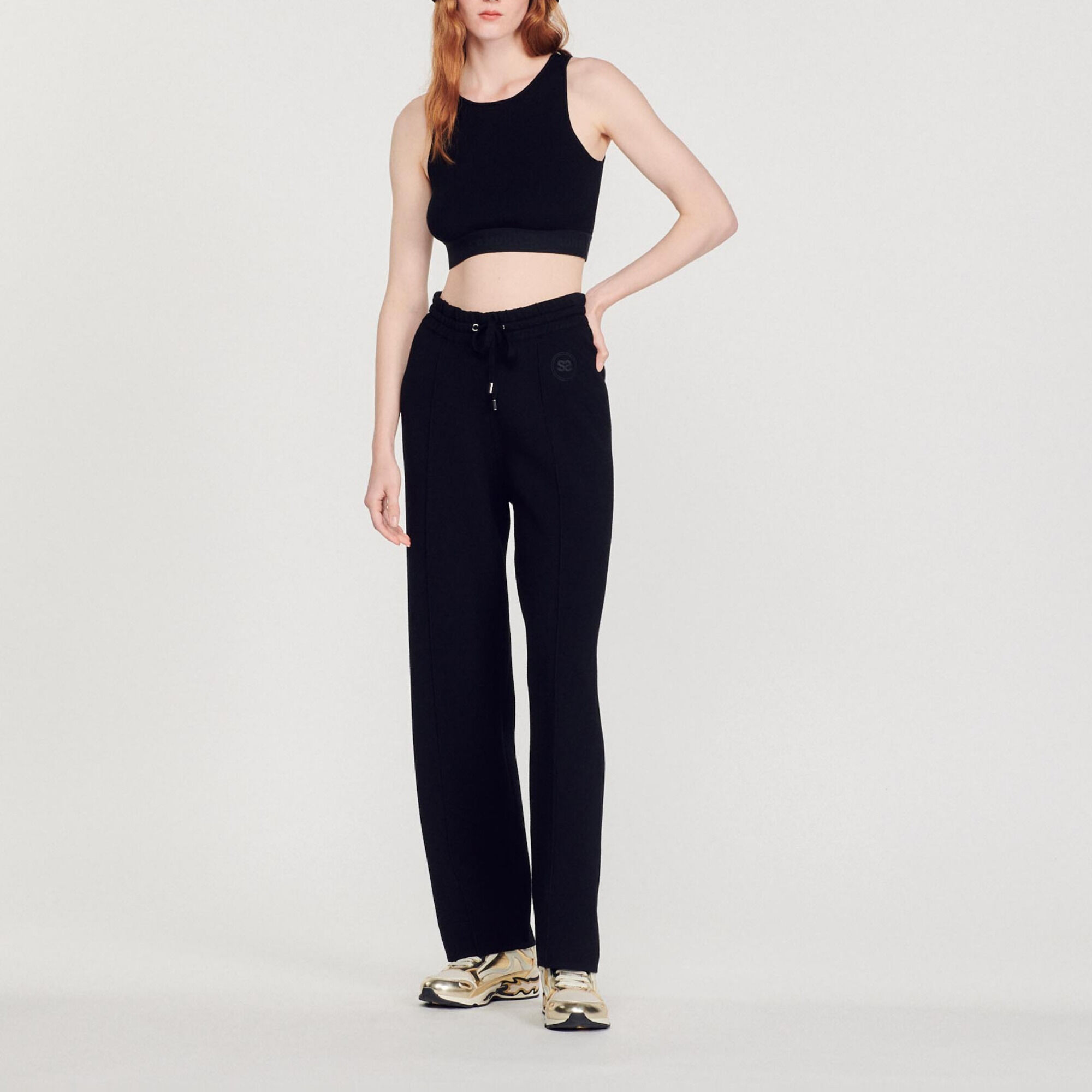 Knitted straight-leg trousers