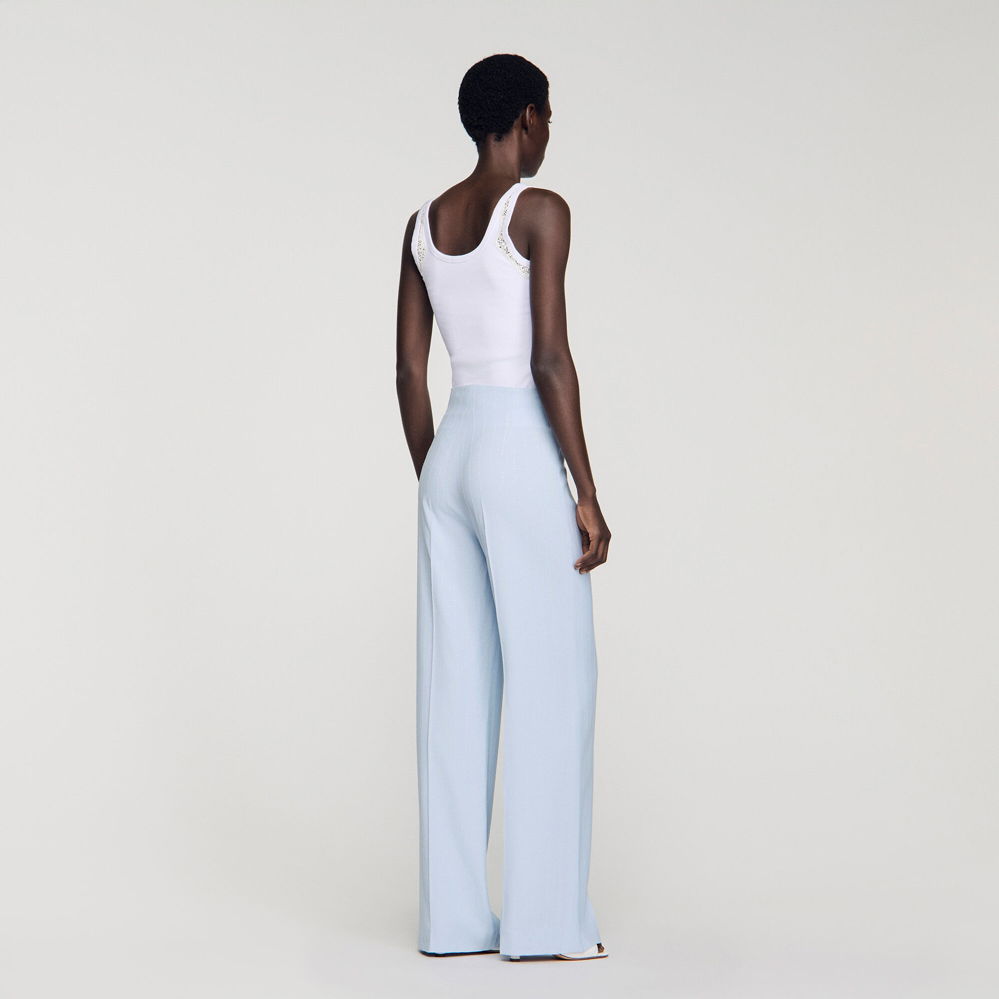 Striped sequin trousers