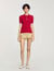 Rib knit polo shirt