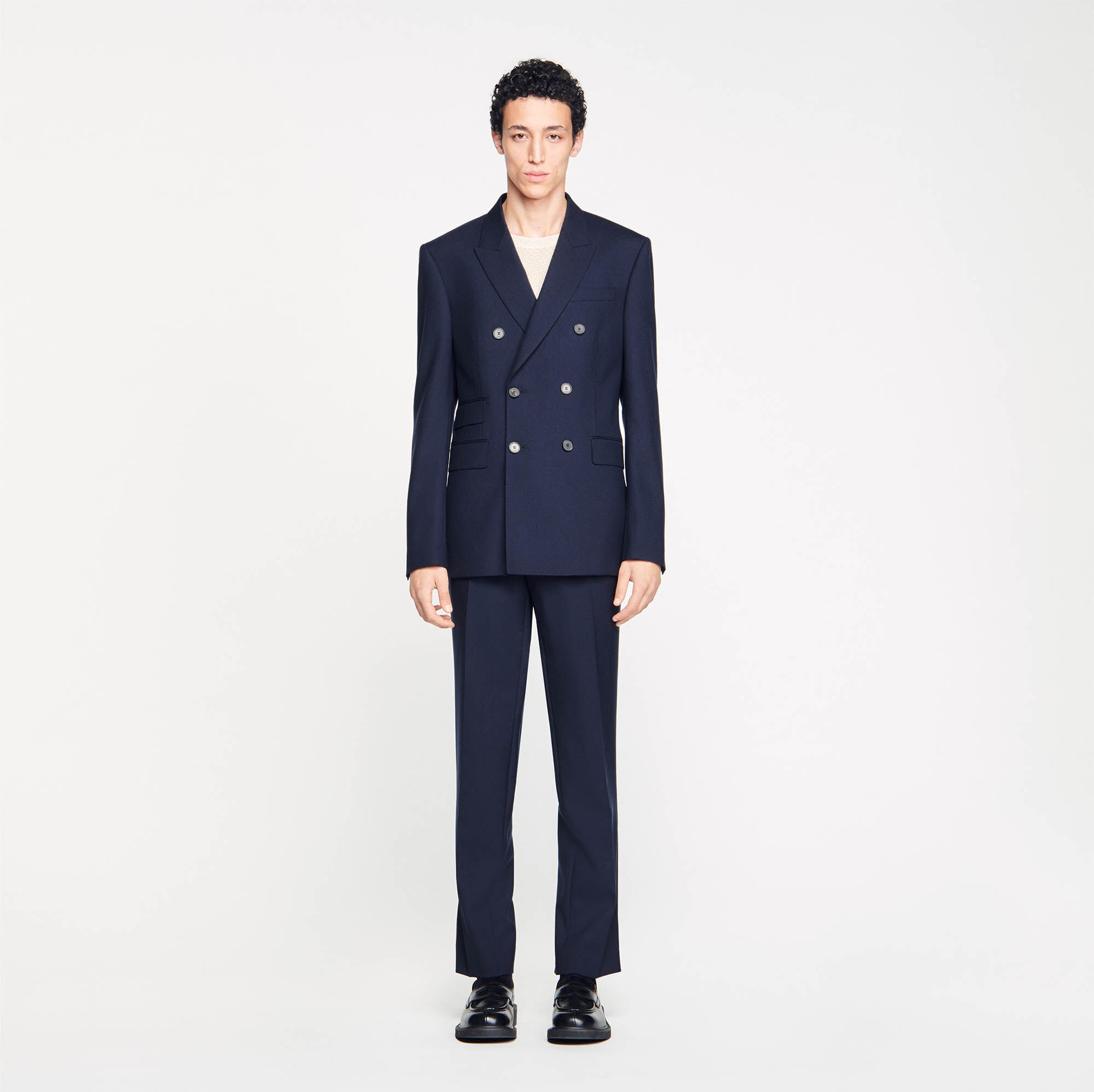 Blue double breasted suit hot sale