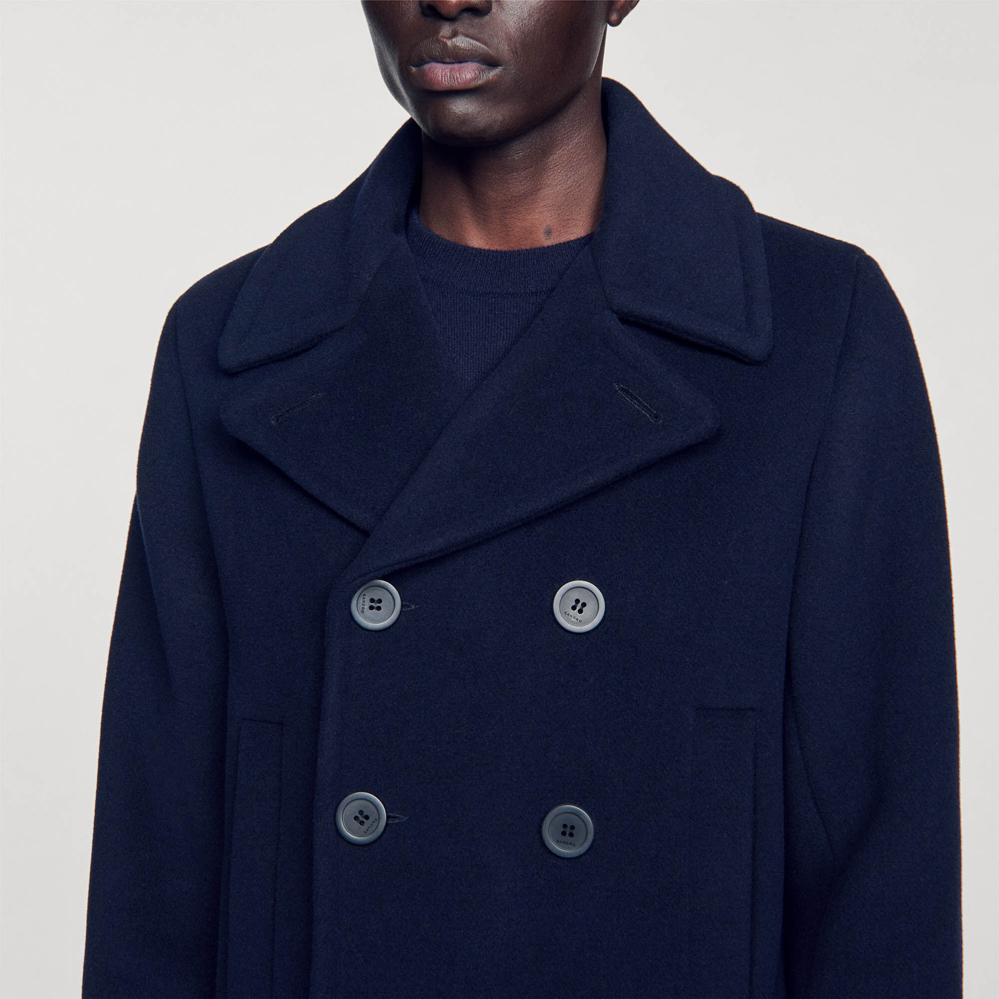Straight-fit wool-blend coat