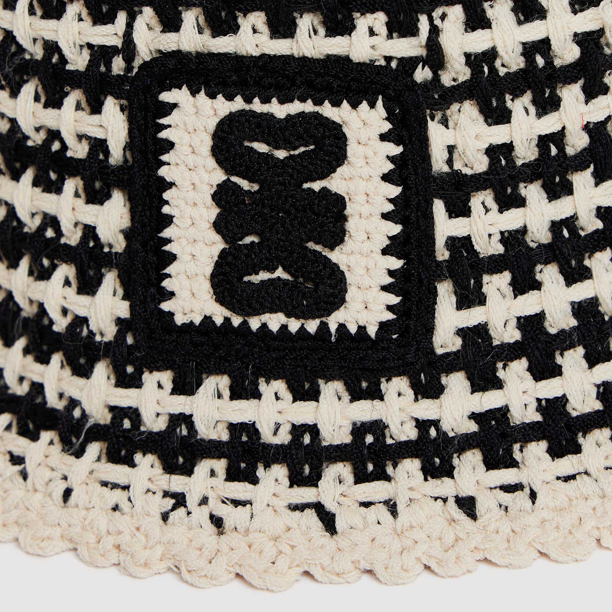 Crochet-knit bucket hat