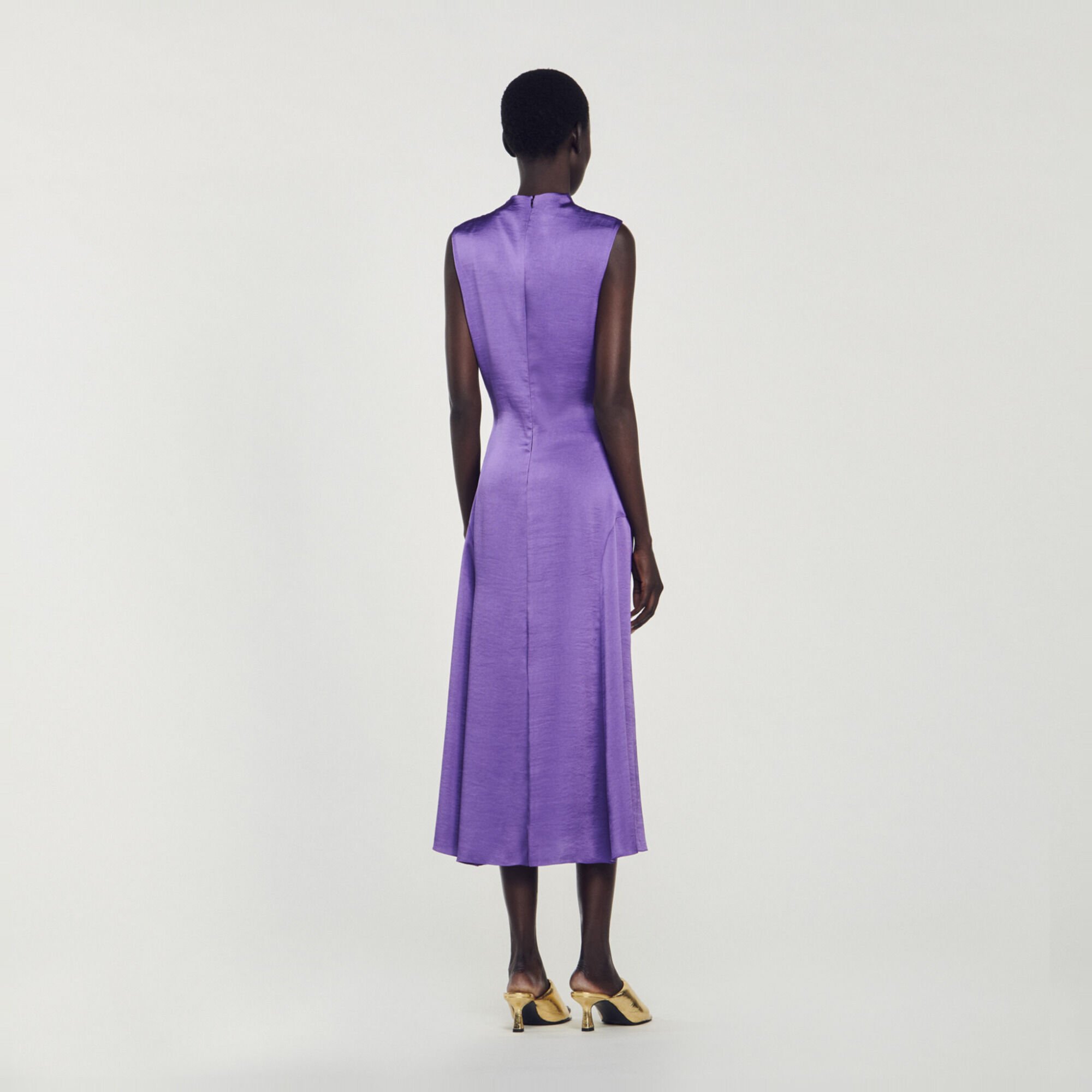Satin-finish midi dress