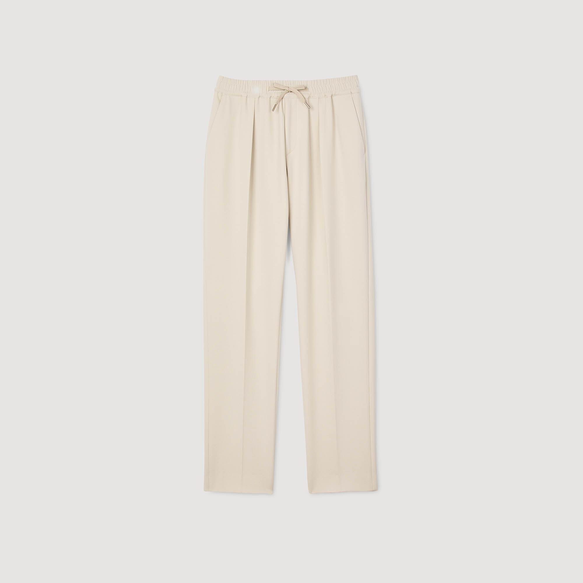 Elasticated straight-leg trousers
