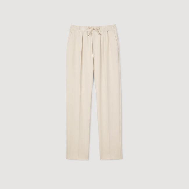 Elasticated straight-leg trousers