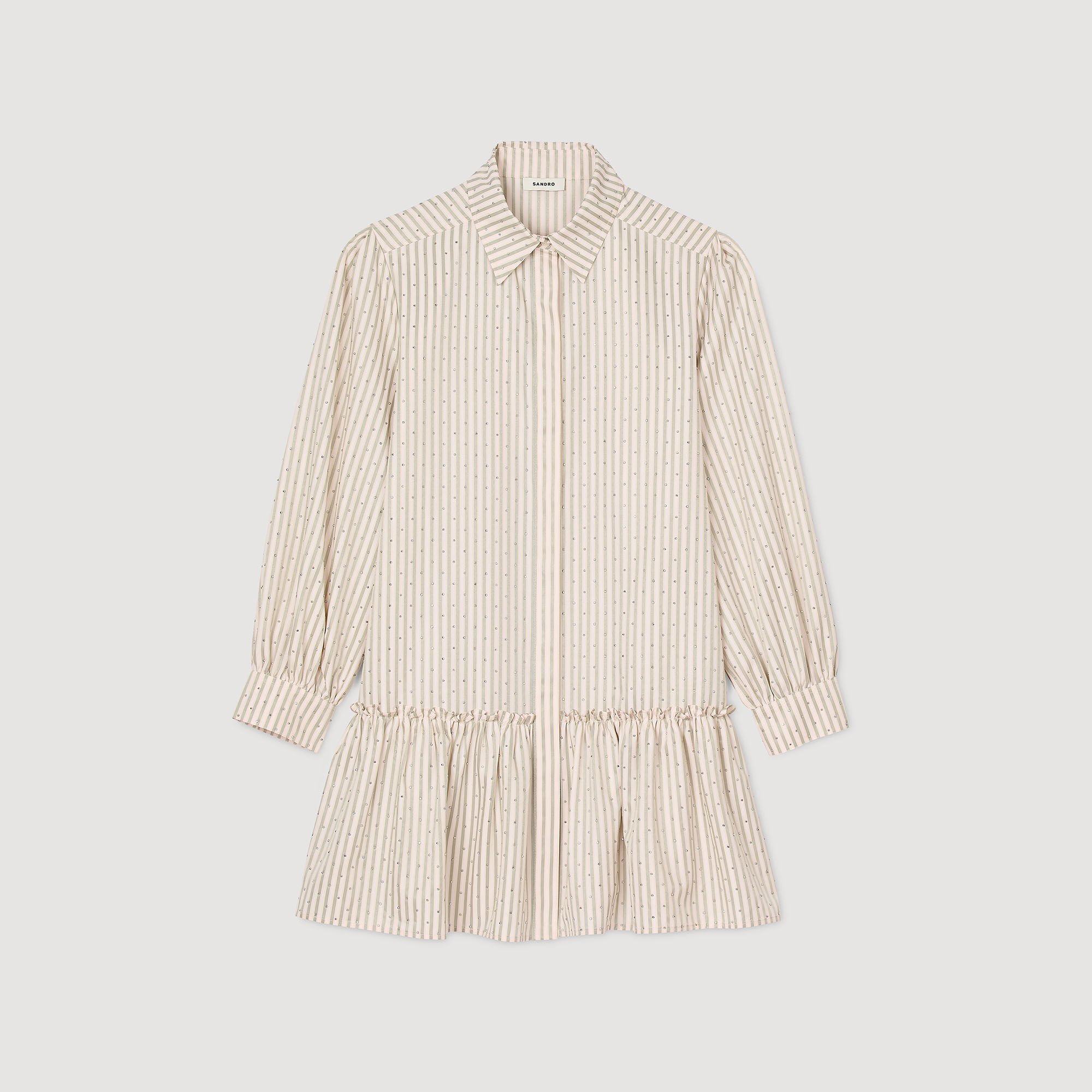 Rhinestone striped shirt dress