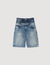 Double-waisted denim Bermuda shorts