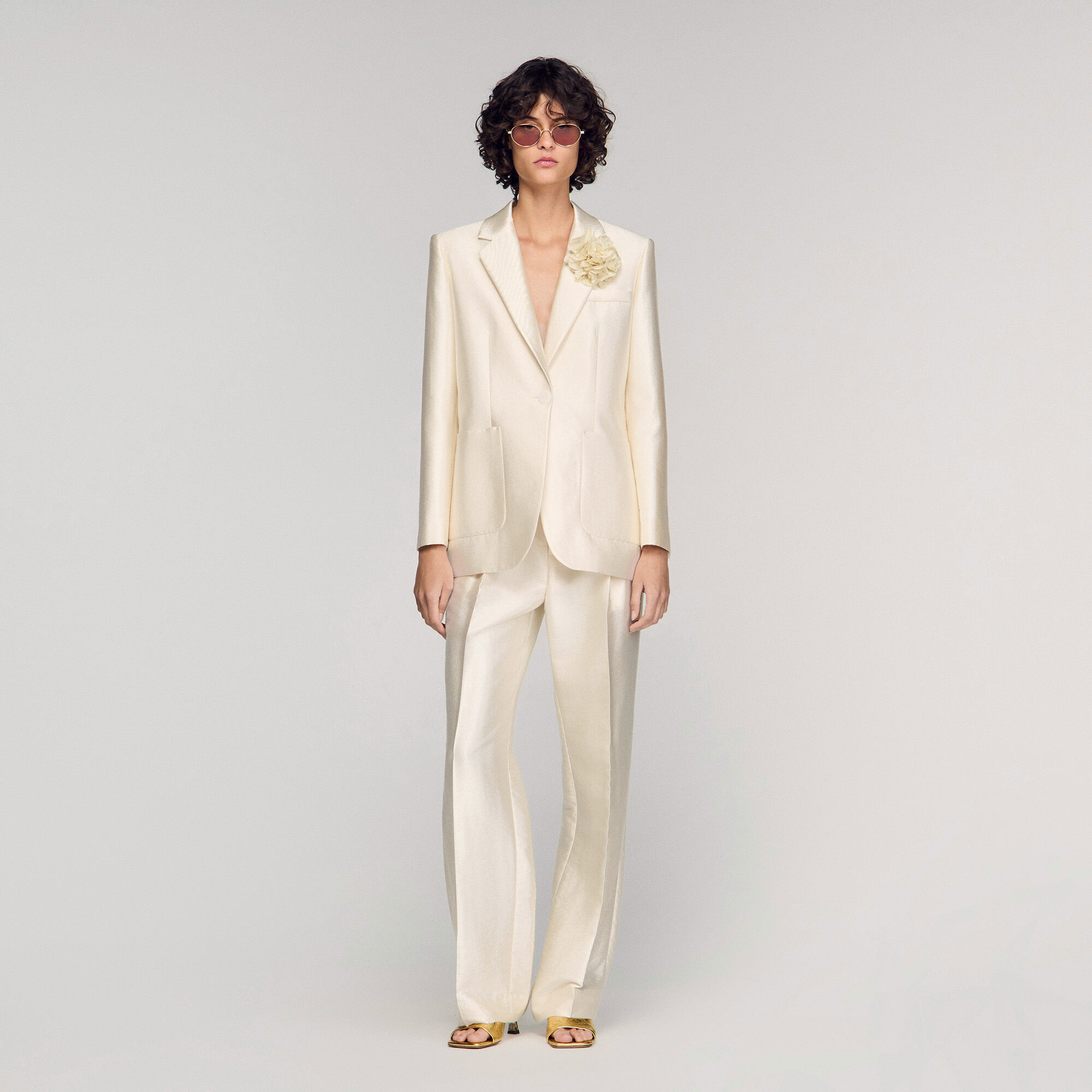 Satin jacket with flower detail