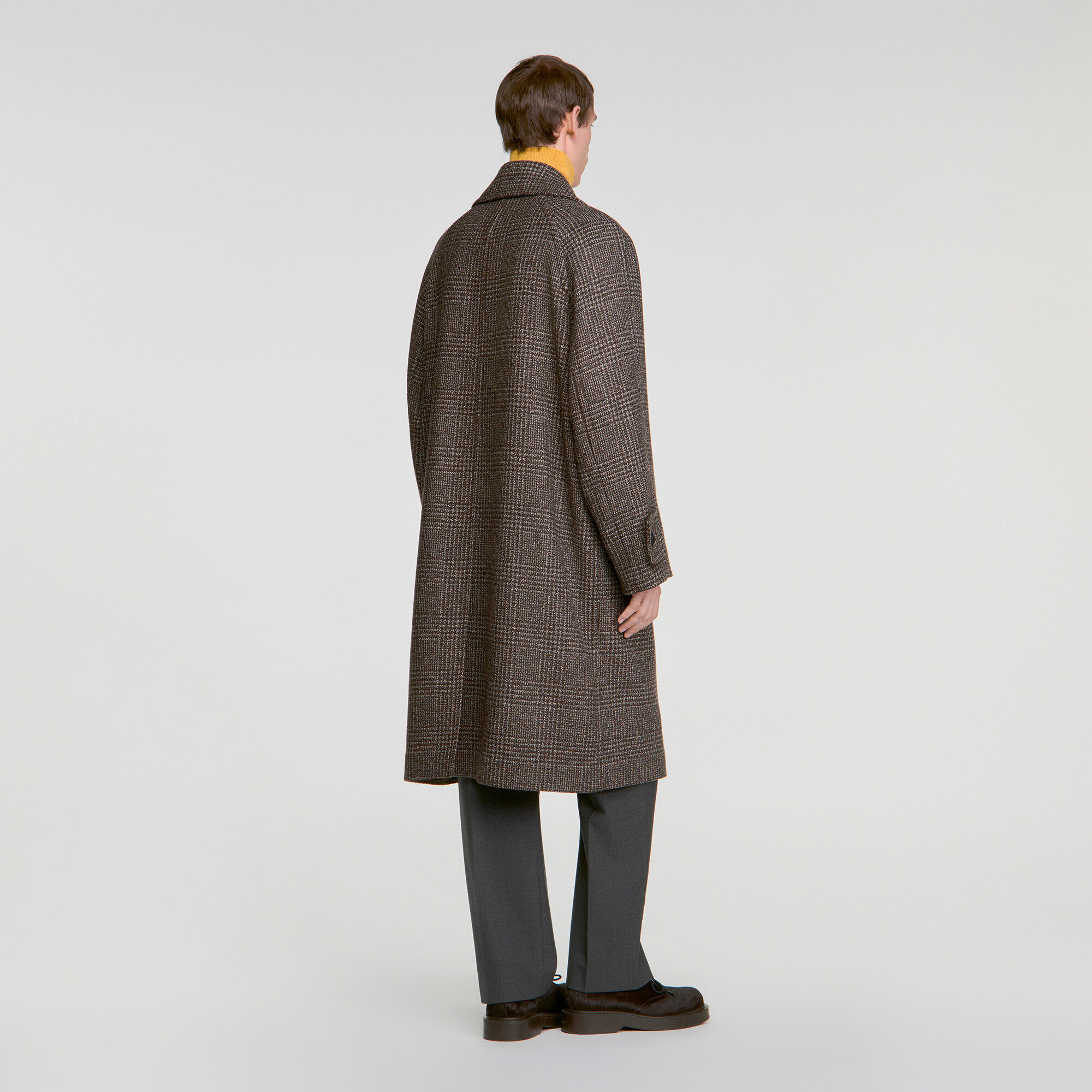 Check wool coat
